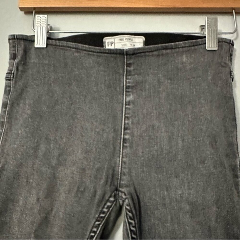 Free People Flare Jeans Black Washed High Rise Y2K Retro Size 24 Boho - Picture 7 of 16